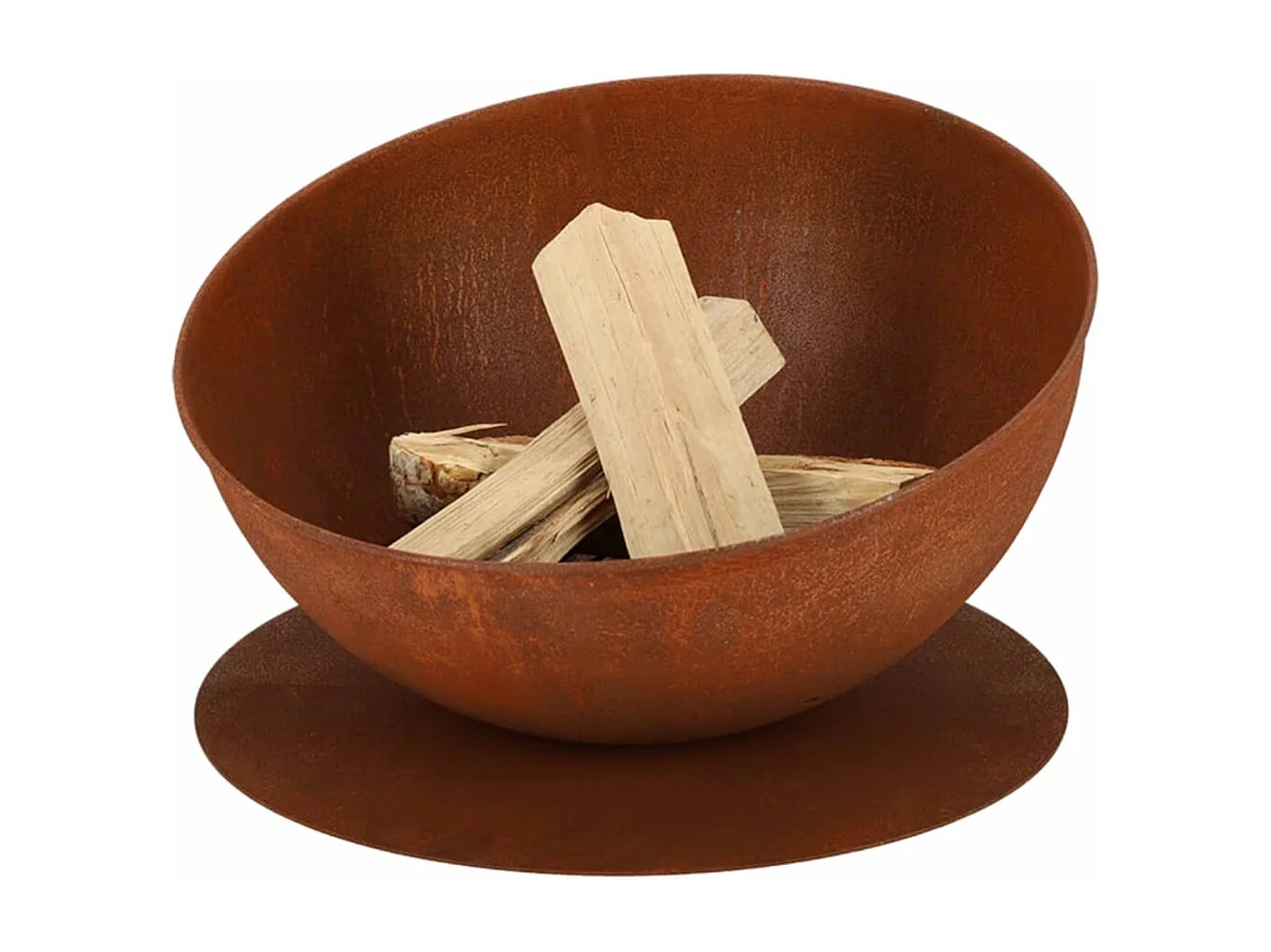 Bol de feu incliné sur disque Rouille