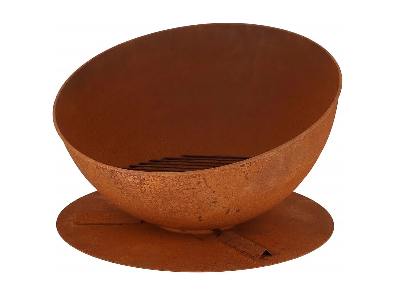 Bol de feu incliné sur disque Rouille