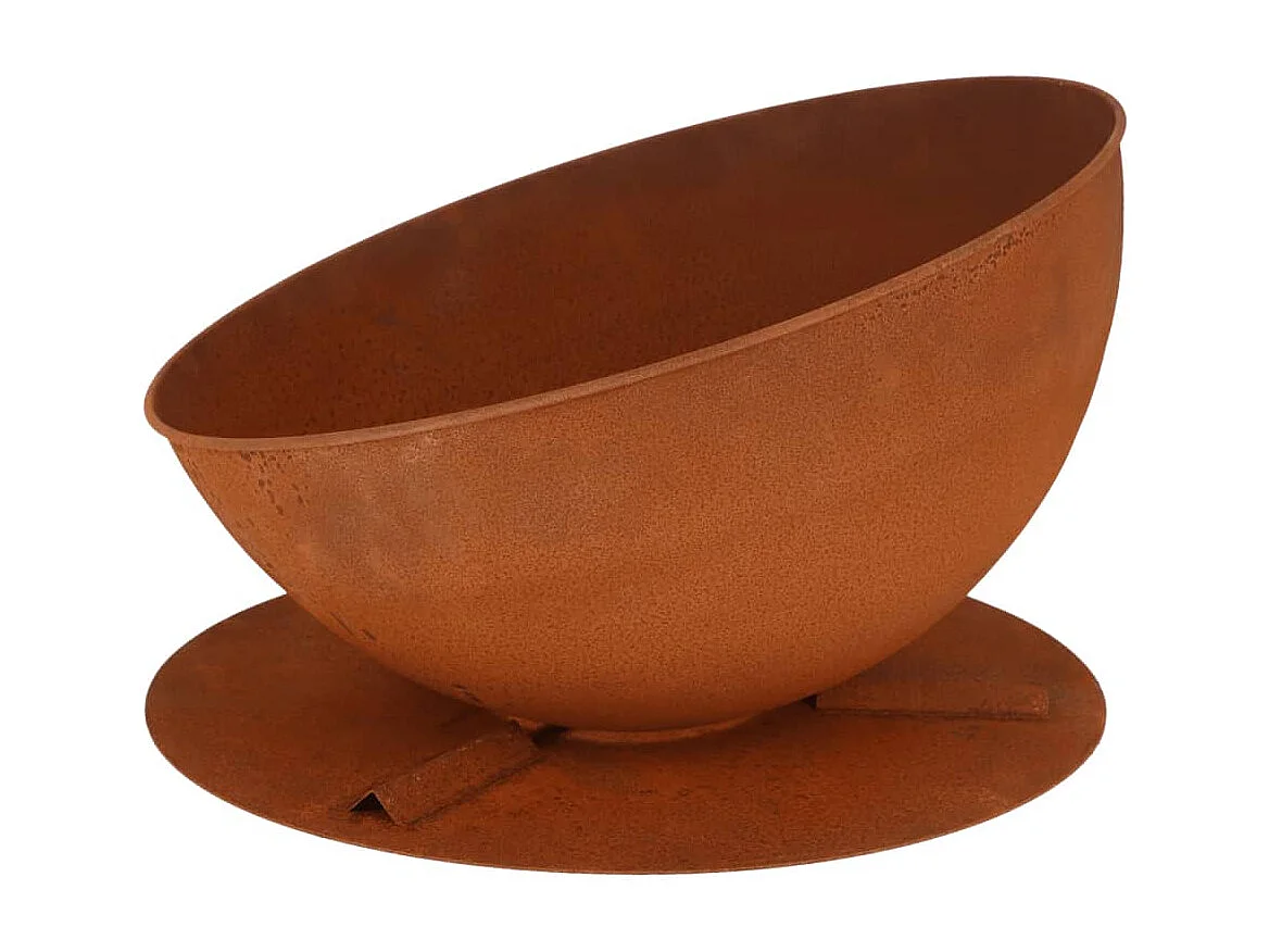 Bol de feu incliné sur disque Rouille