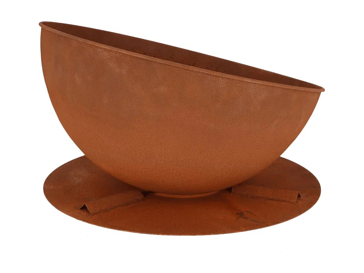 Bol de feu incliné sur disque Rouille