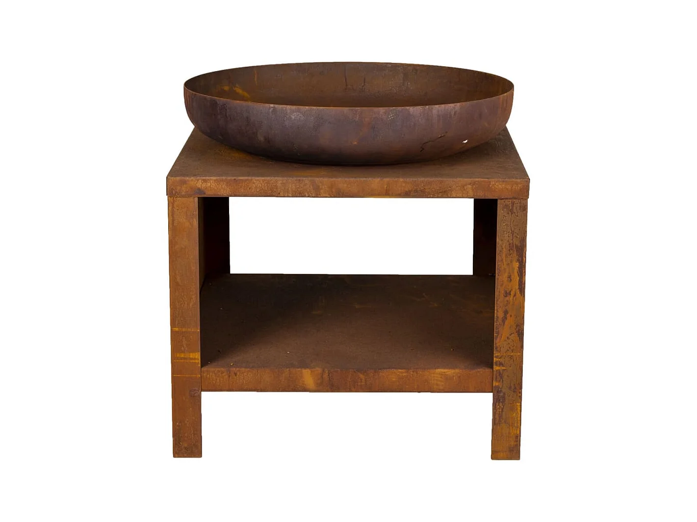 Braciere con Spazio per Deposito Legna 62 cm Ruggine