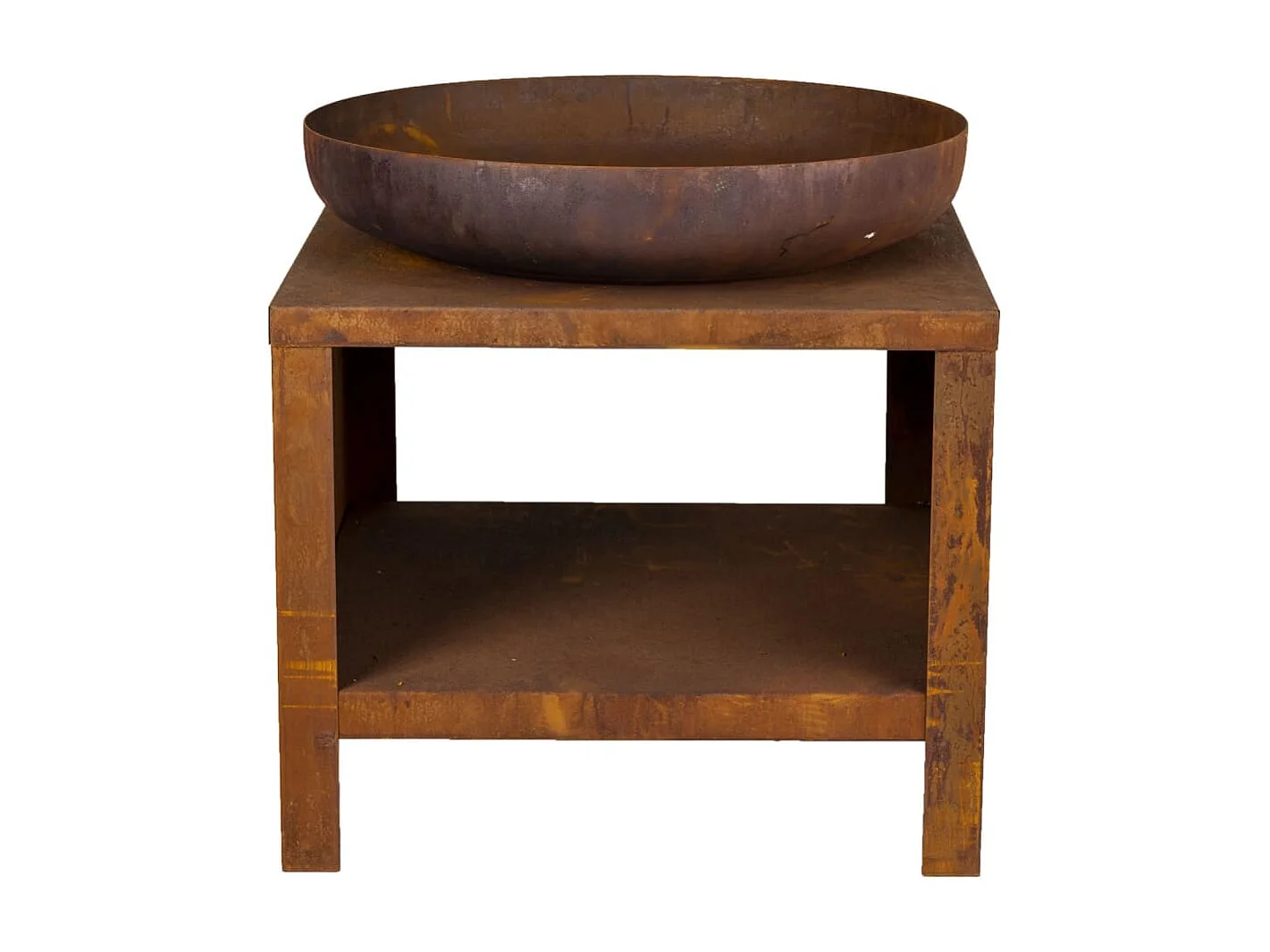 Bol à feu avec rangement en bois 62 cm Rouille