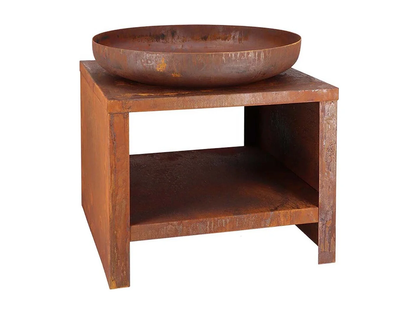 Bol à feu avec rangement en bois 62 cm Rouille