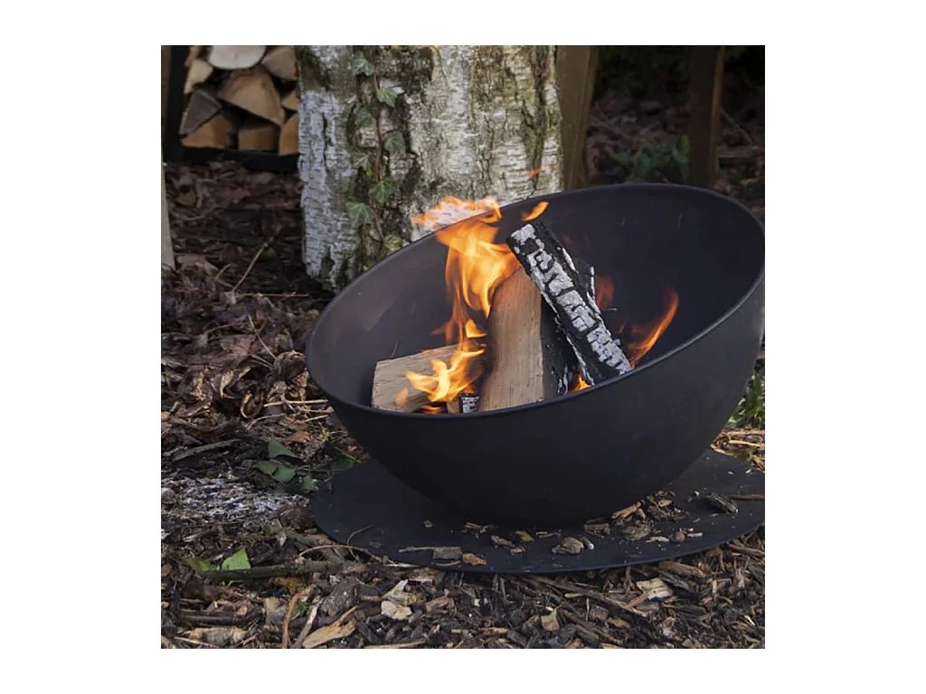 Bol de feu incliné sur disque Noir
