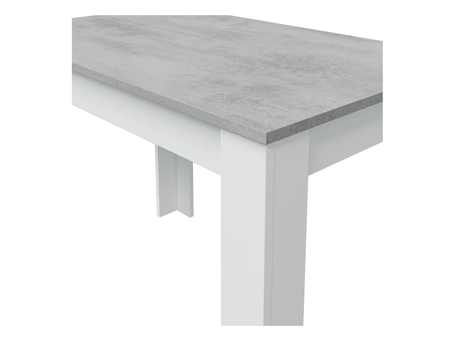 Table à manger rectangulaire en mélamine coloris blanc effet ciment - Longueur 109 x Profondeur 67 x Hauteur 78 cm
