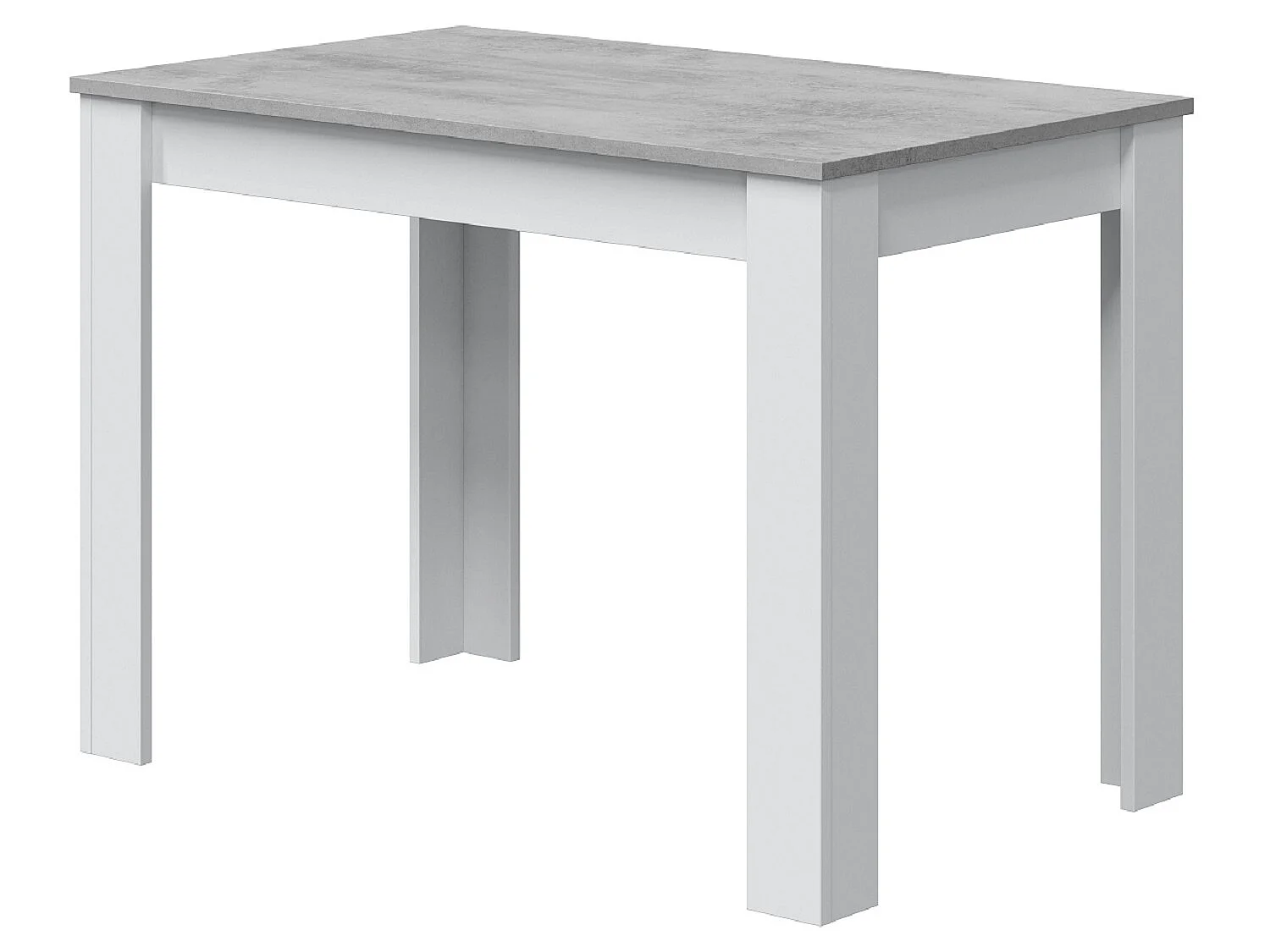 Table à manger rectangulaire en mélamine coloris blanc effet ciment - Longueur 109 x Profondeur 67 x Hauteur 78 cm