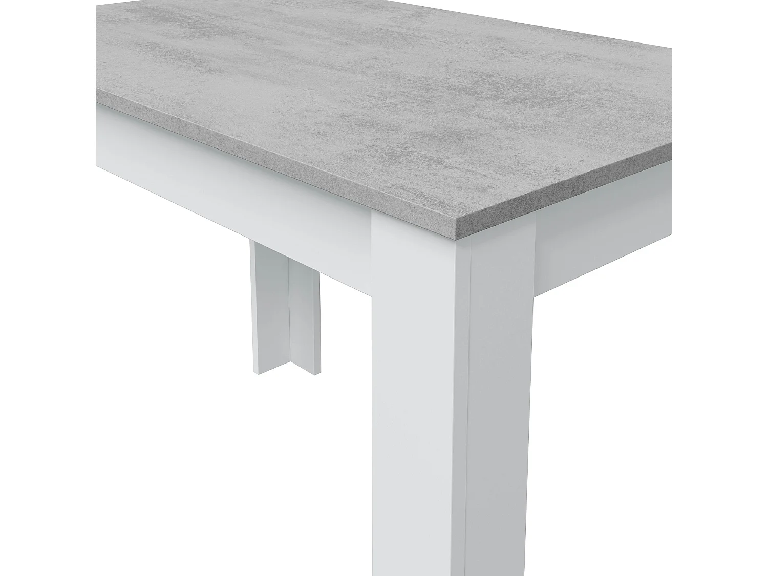 Table à manger rectangulaire en mélamine coloris blanc effet ciment - Longueur 109 x Profondeur 67 x Hauteur 78 cm