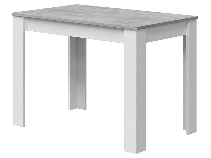 Table à manger rectangulaire en mélamine coloris blanc effet ciment - Longueur 109 x Profondeur 67 x Hauteur 78 cm