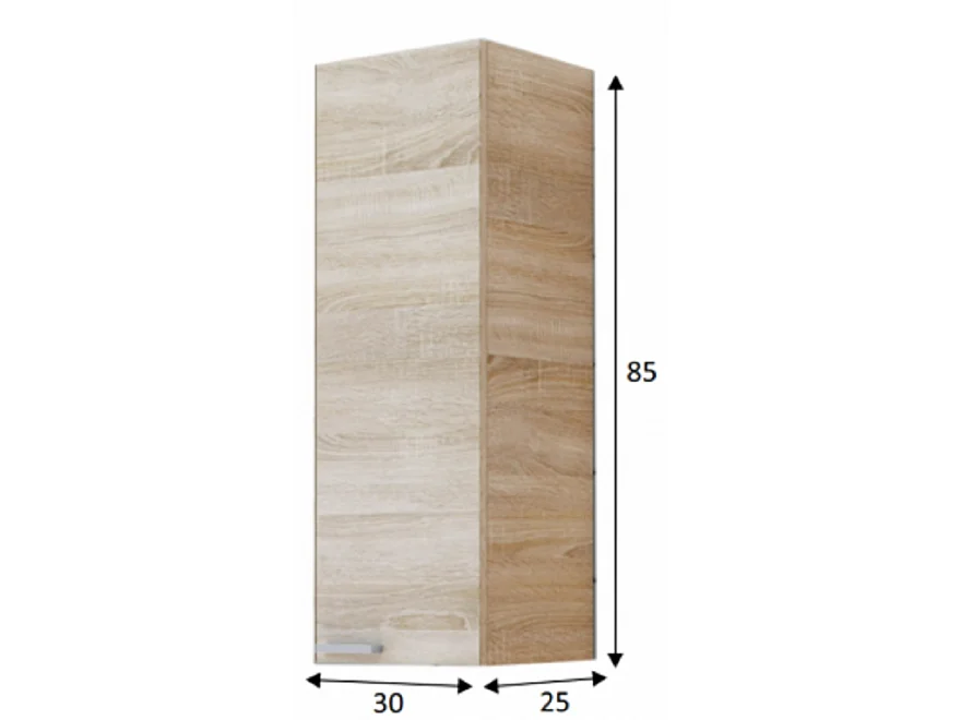 Colonne suspendue en panneaux de particules agglomérées MDF coloris bois clair - Longueur 30 x Profondeur 25 x Hauteur 85 cm