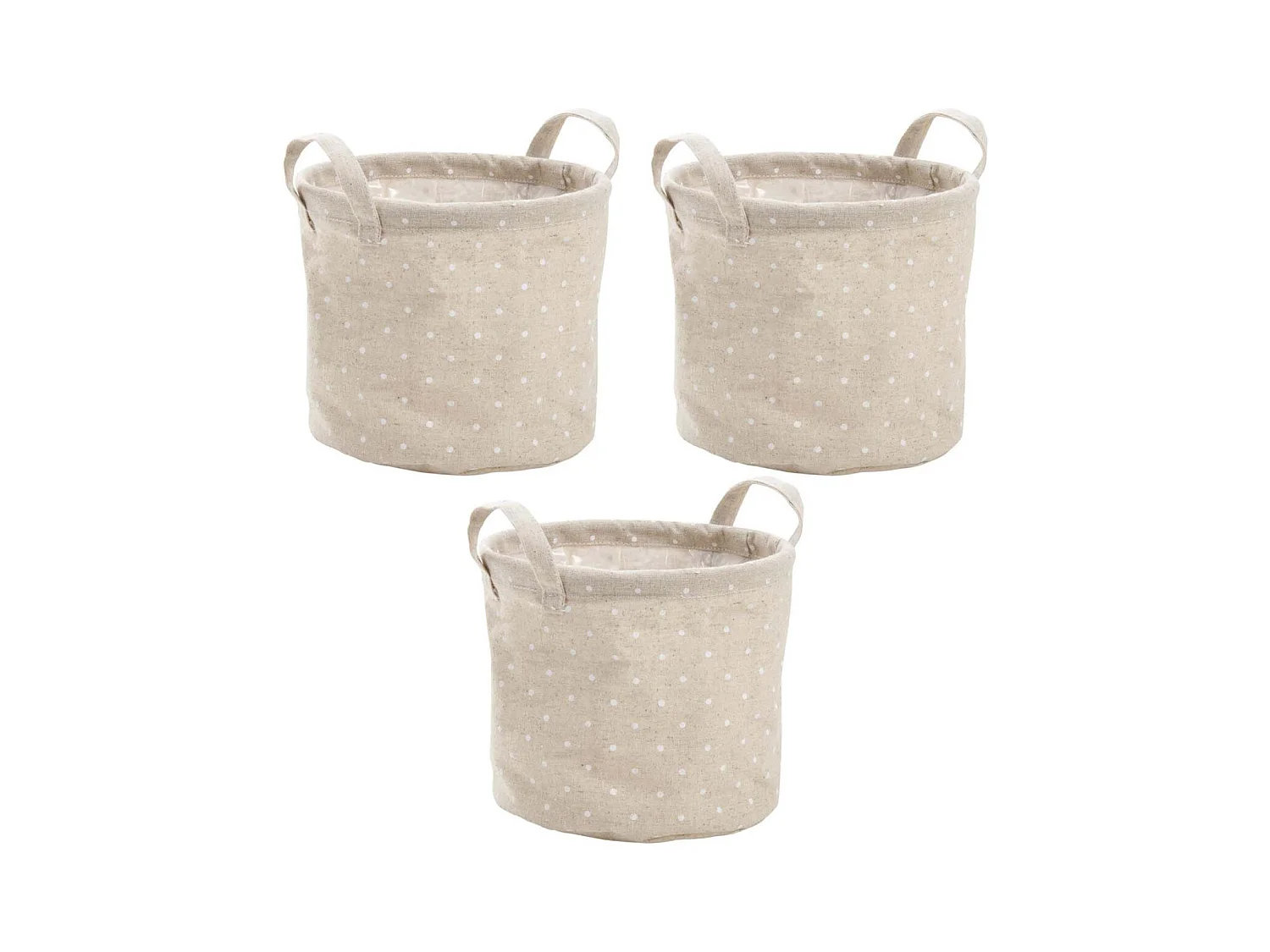 Cache pot jute pois blancs (Lot de 3)