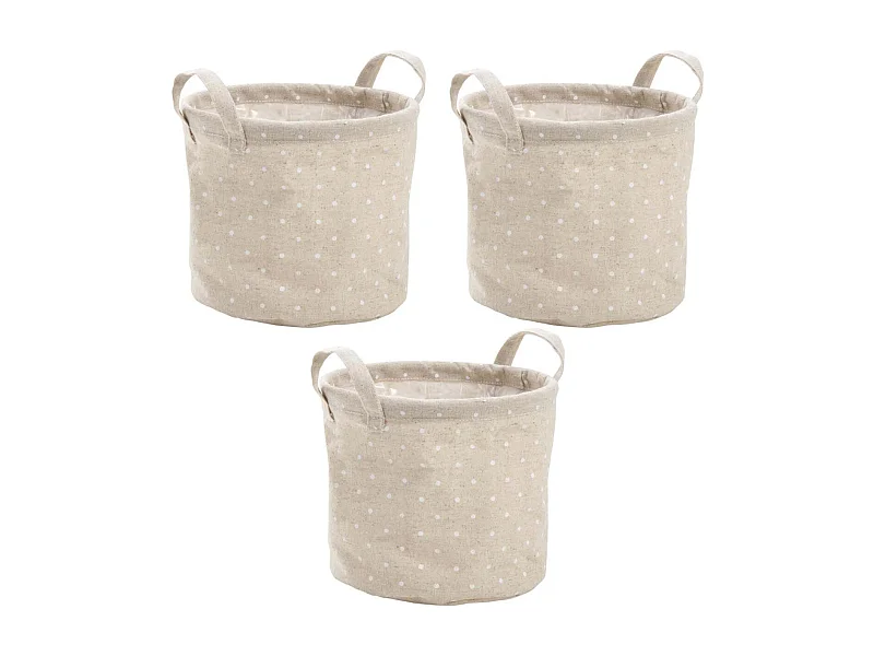Cache pot jute pois blancs (Lot de 3)