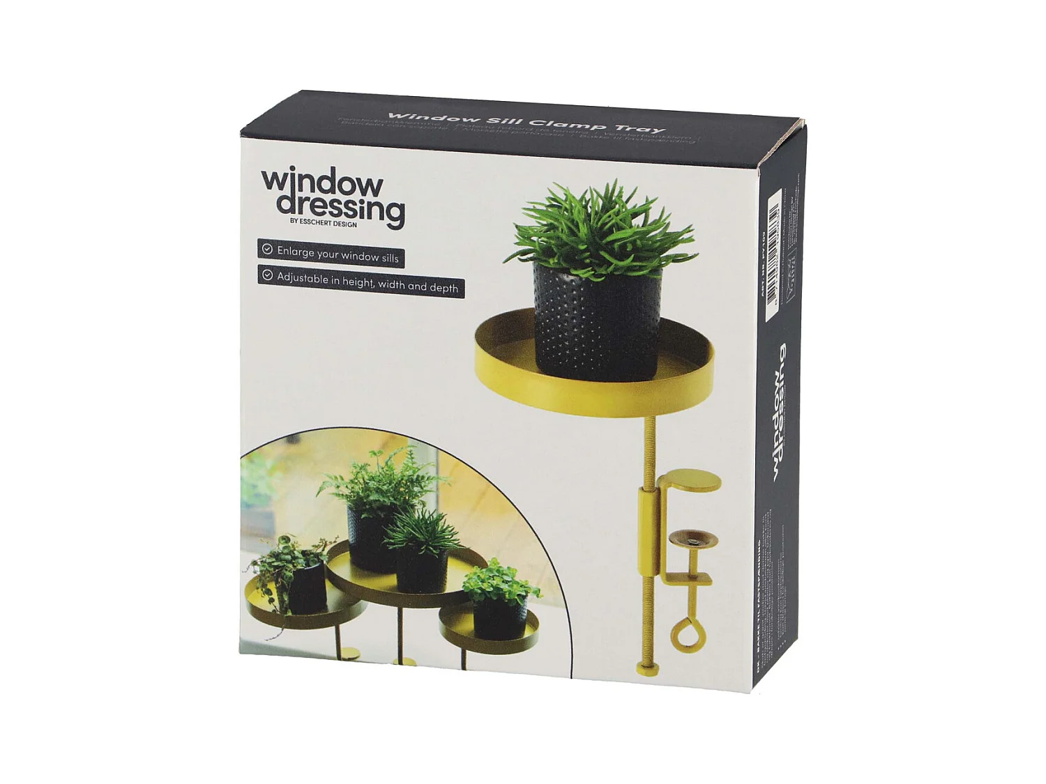 Support à plantes rond à fixer hauteur réglable doré 20.9 x 14 cm