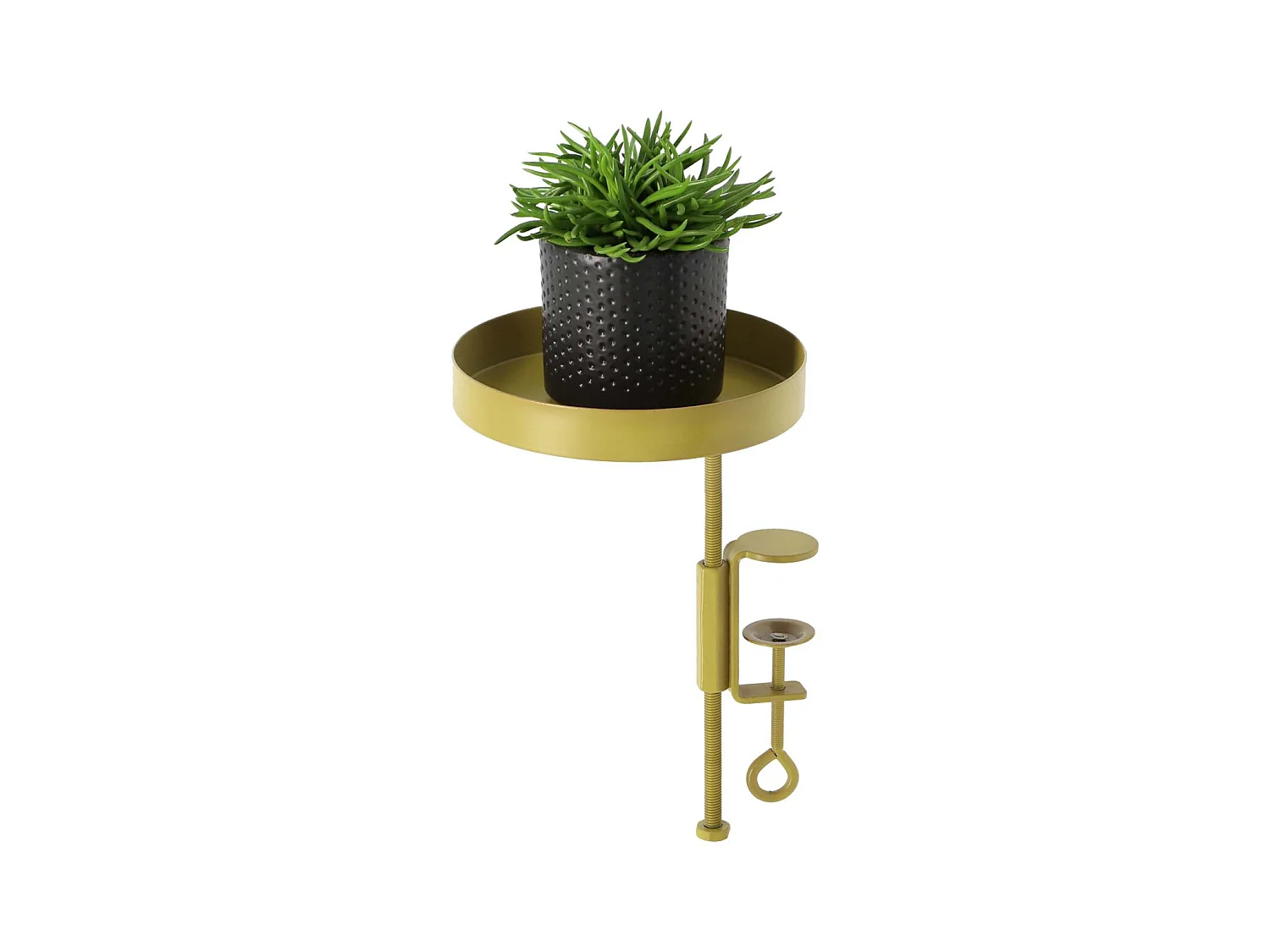 Support à plantes rond à fixer hauteur réglable doré 20.9 x 14 cm