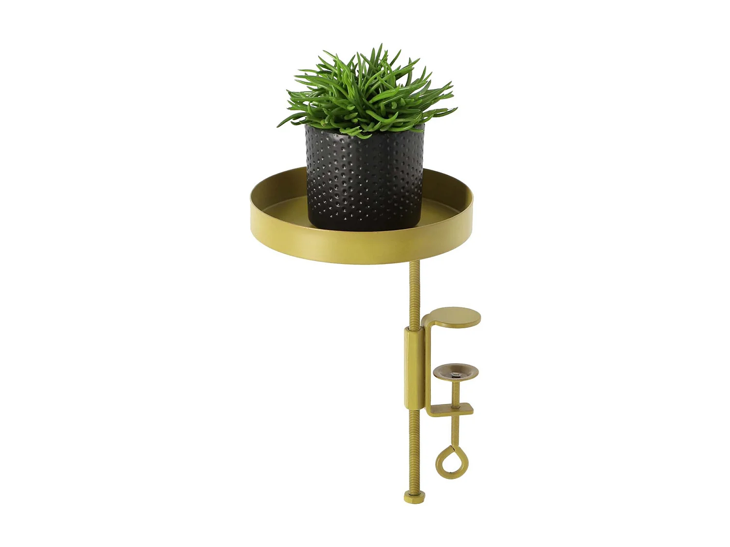 Support à plantes rond à fixer hauteur réglable doré 20.9 x 14 cm