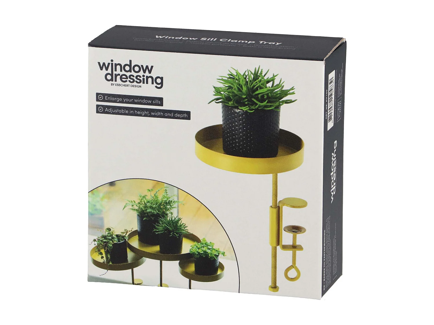 Support à plantes rond à fixer hauteur réglable doré 20.9 x 14 cm