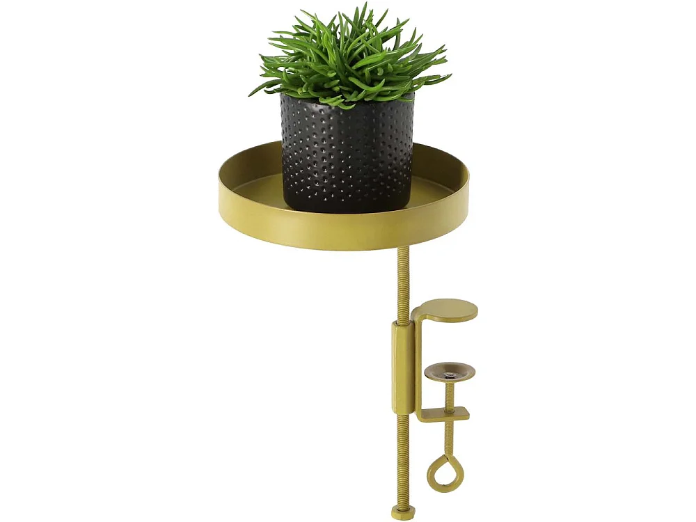 Support à plantes rond à fixer hauteur réglable doré 20.9 x 14 cm