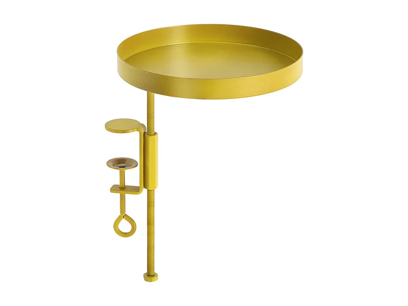 Support à plantes rond à fixer hauteur réglable doré 24.6 x 18 cm
