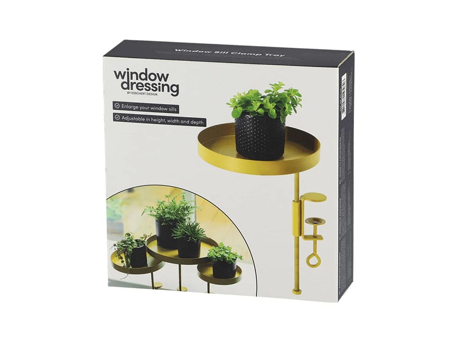 Support à plantes rond à fixer hauteur réglable doré 24.6 x 18 cm