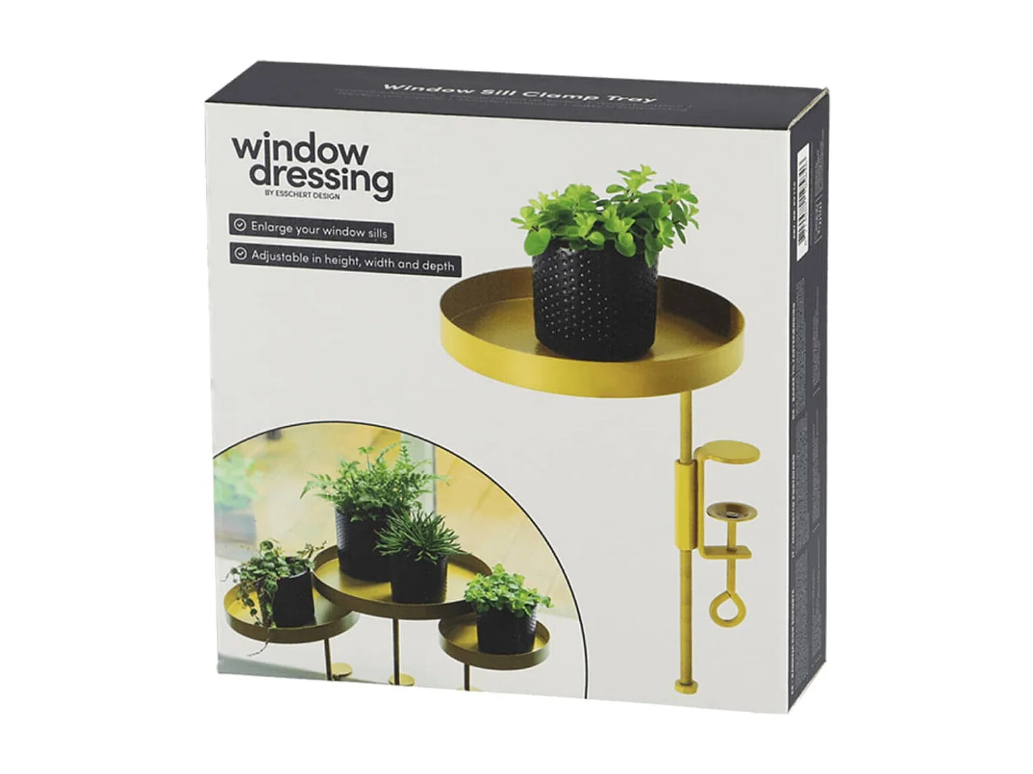 Support à plantes rond à fixer hauteur réglable doré 24.6 x 18 cm