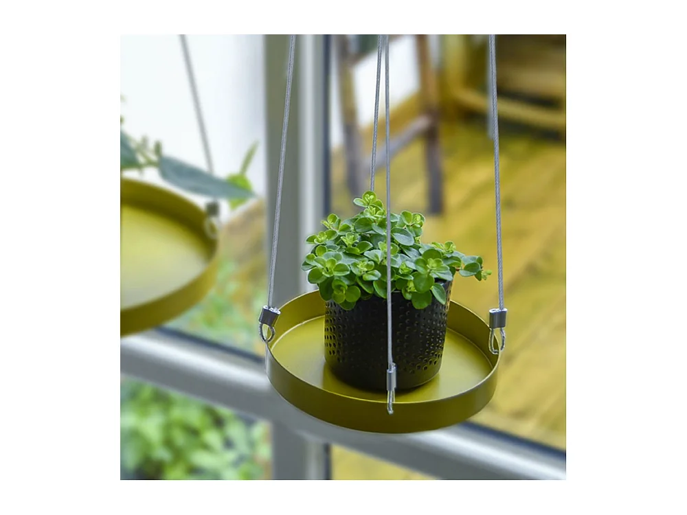 Support à plantes rond à suspendre doré Diamètre de 14 cm
