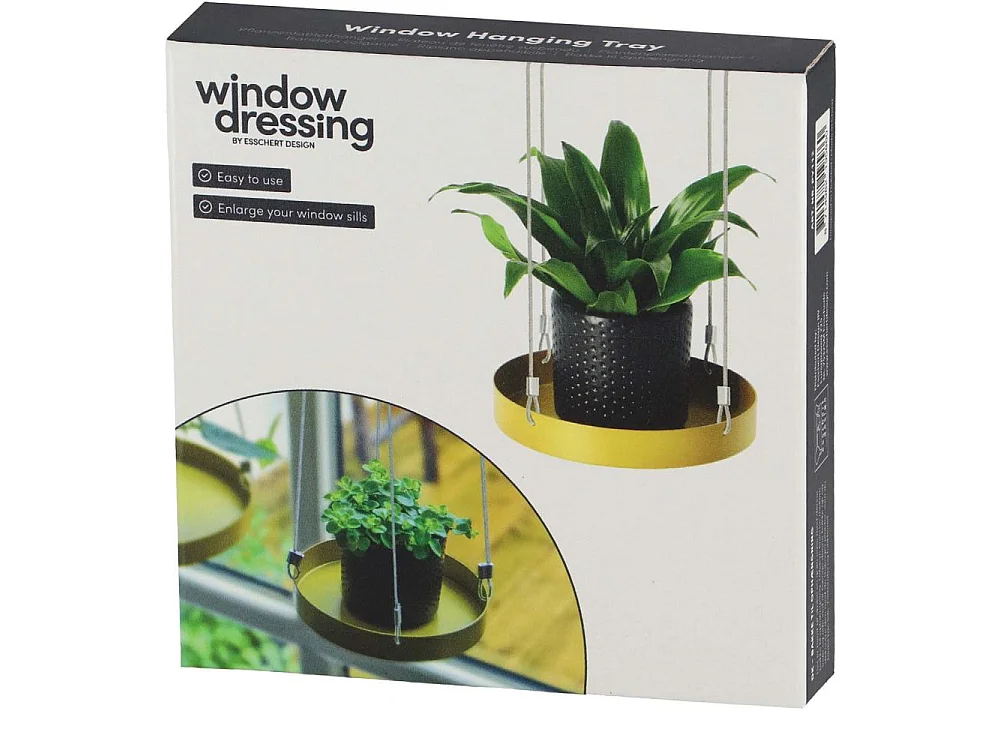 Support à plantes rond à suspendre doré Diamètre de 14 cm