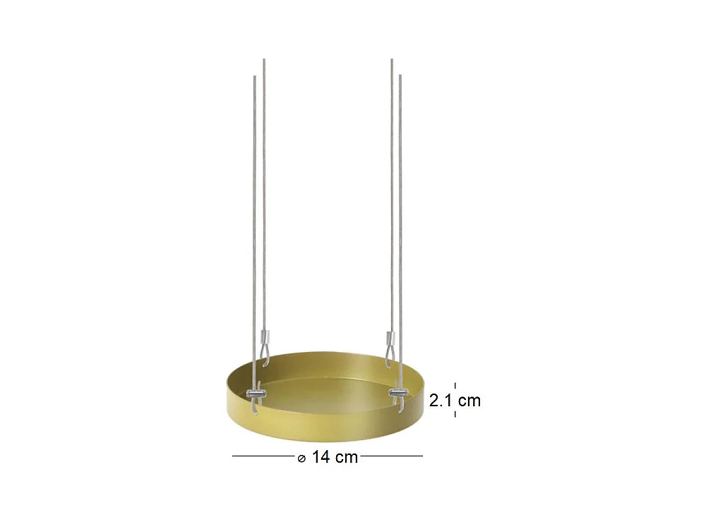 Support à plantes rond à suspendre doré Diamètre de 14 cm