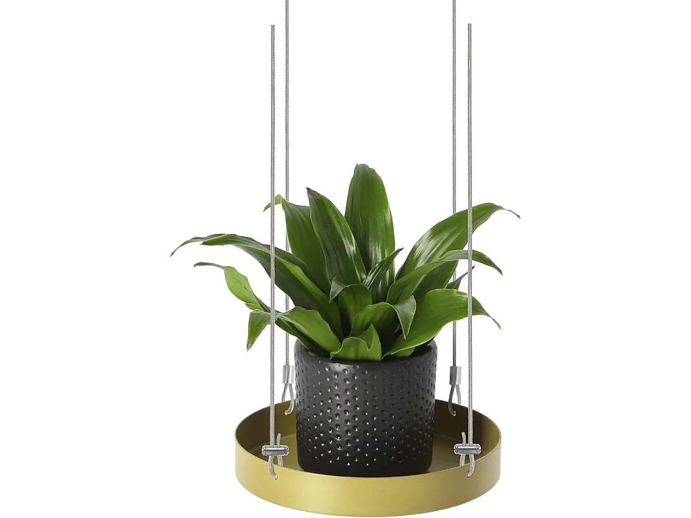 Support à plantes rond à suspendre doré Diamètre de 14 cm