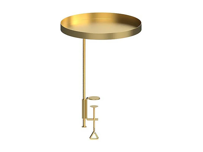 Support à plantes rond à fixer hauteur réglable doré 24.6 x 24 cm