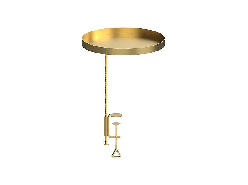 Support à plantes rond à fixer hauteur réglable doré 24.6 x 24 cm