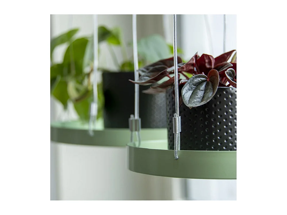 Support à plantes rond à suspendre vert Diamètre de 14 cm