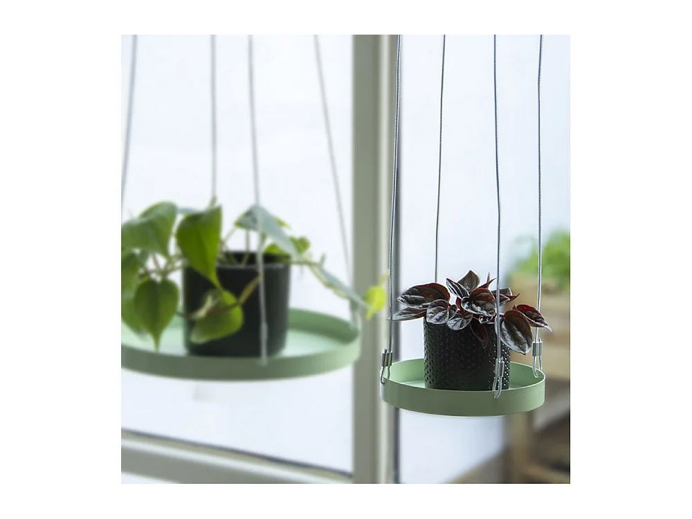 Support à plantes rond à suspendre vert Diamètre de 14 cm