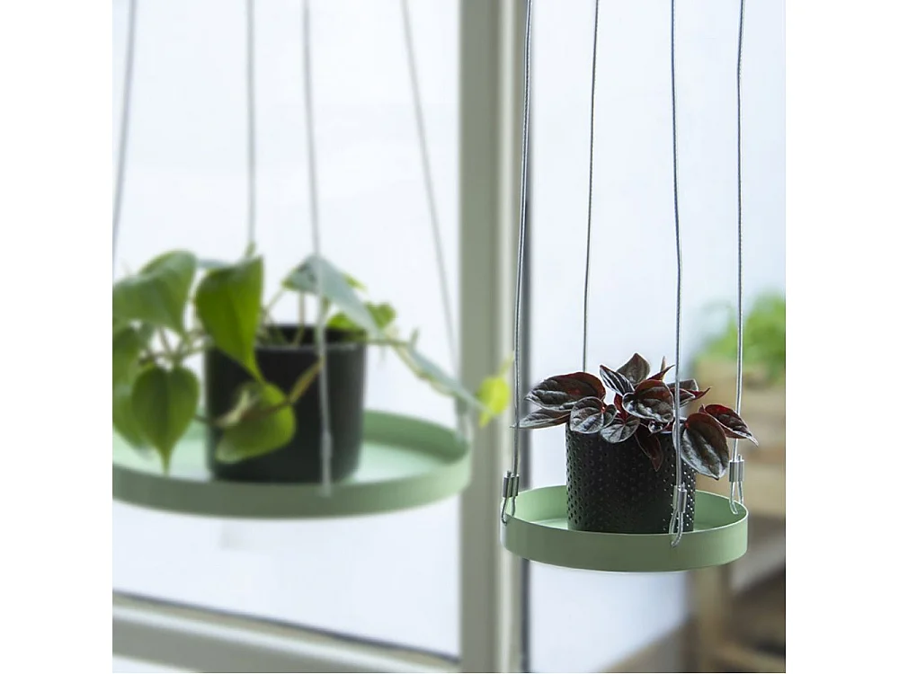 Support à plantes rond à suspendre vert Diamètre de 24 cm