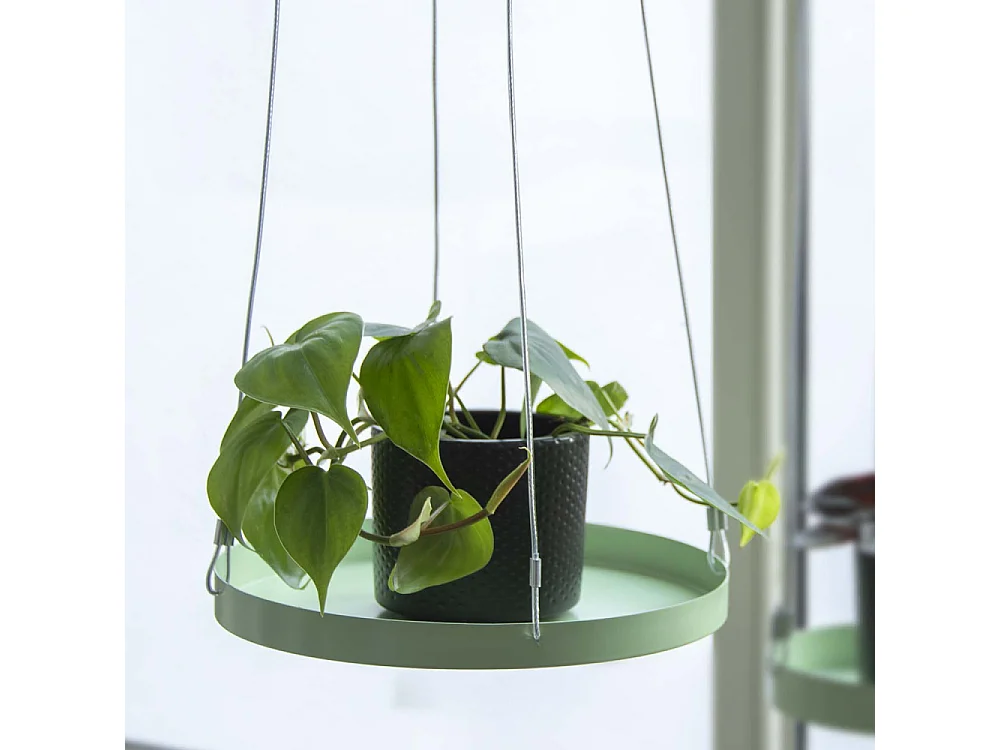 Support à plantes rond à suspendre vert Diamètre de 24 cm