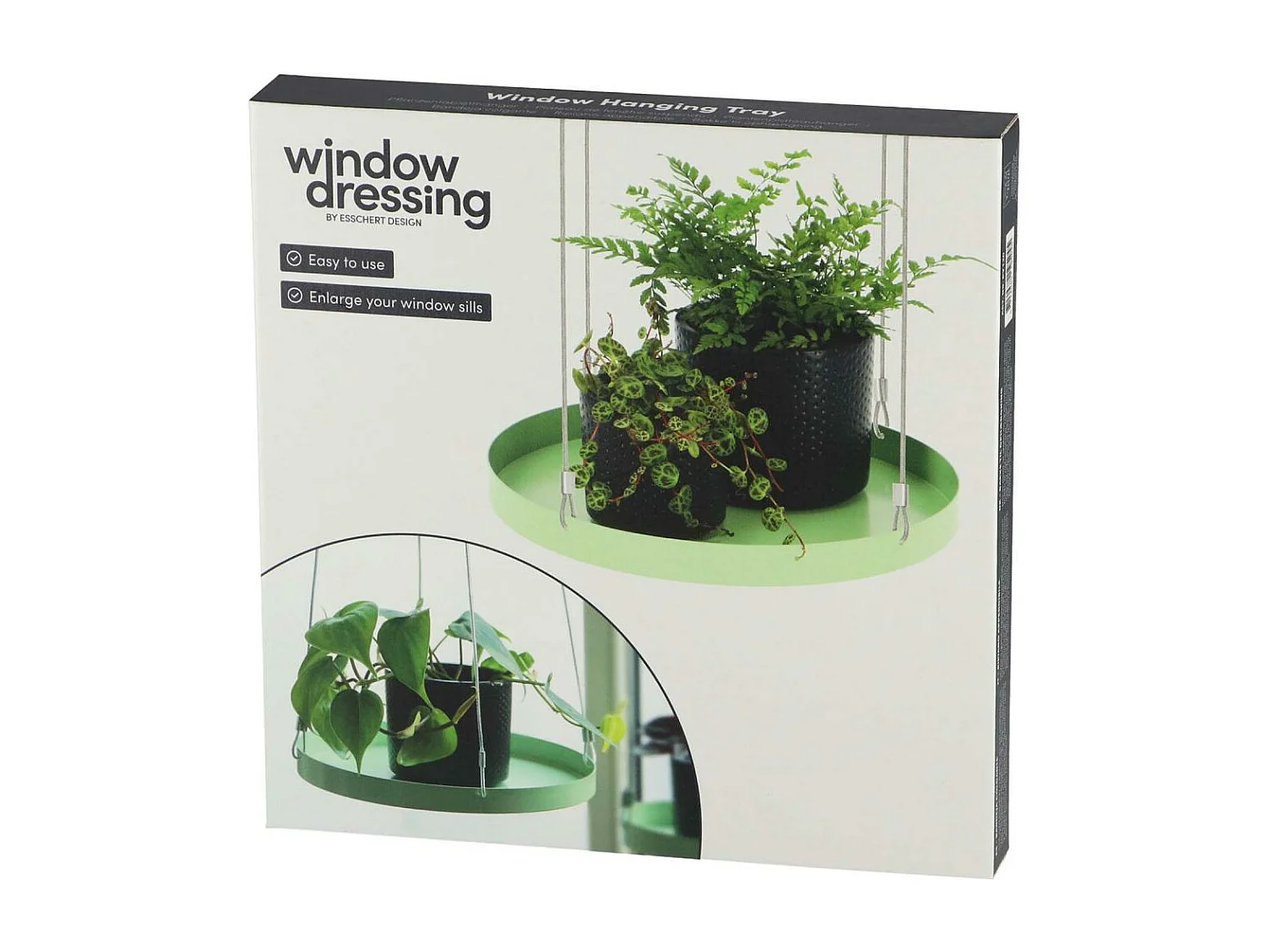 Support à plantes rond à suspendre vert Diamètre de 24 cm