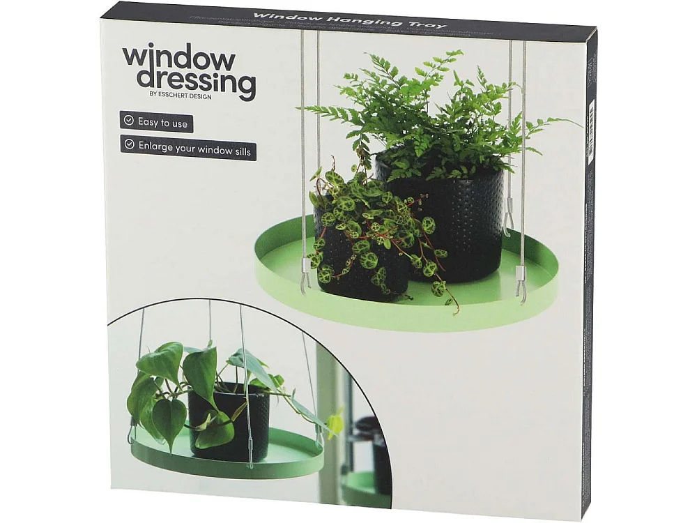 Support à plantes rond à suspendre vert Diamètre de 24 cm
