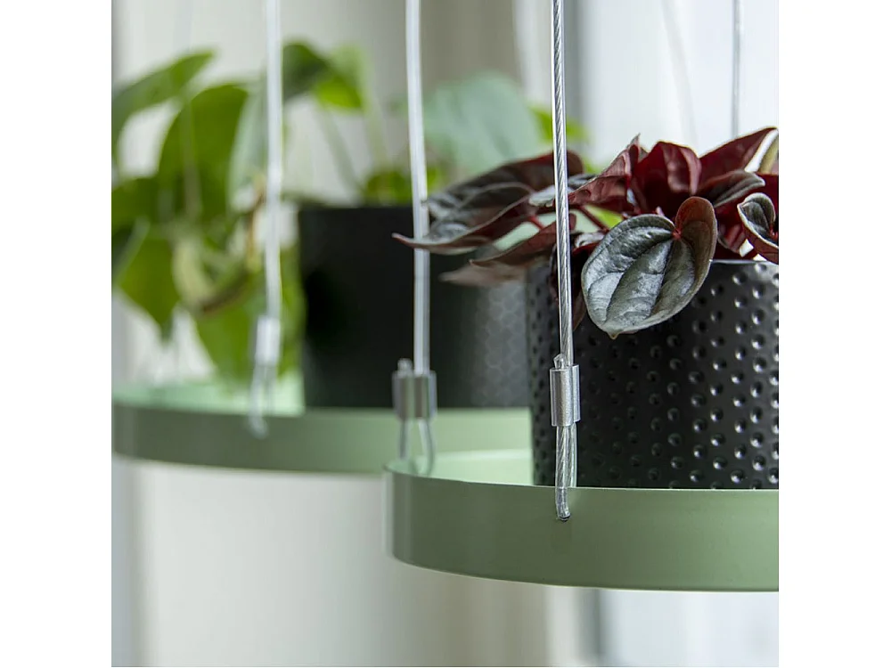 Support à plantes rond à suspendre vert Diamètre de 24 cm
