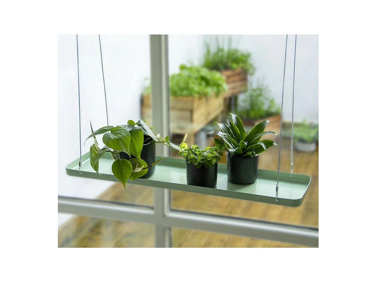 Support à plantes rectangulaire à suspendre vert Longueur de 58 cm