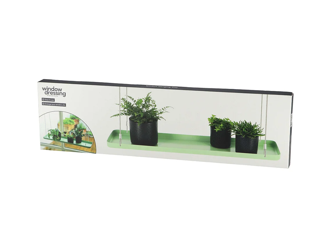 Support à plantes rectangulaire à suspendre vert Longueur de 58 cm