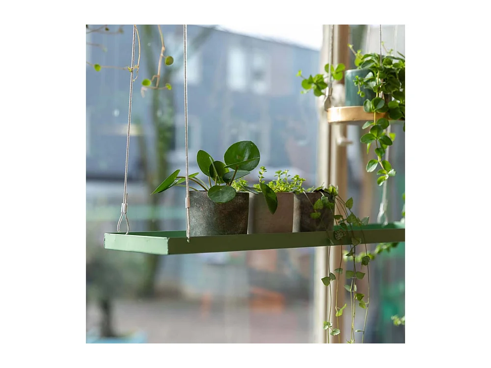 Support à plantes rectangulaire à suspendre vert Longueur de 58 cm