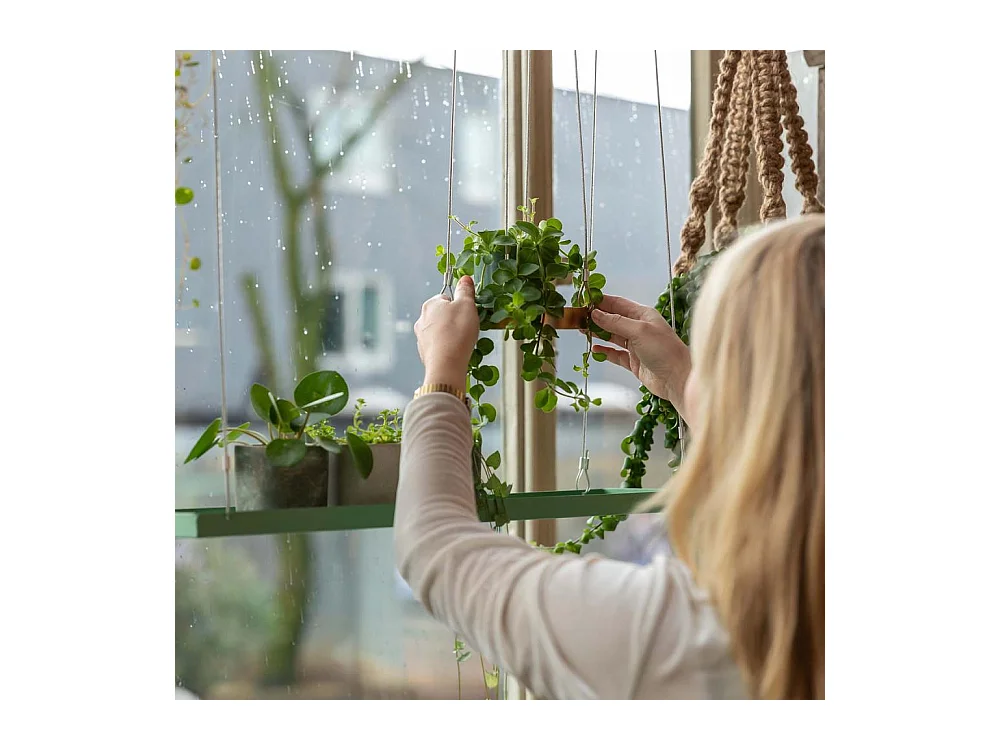 Support à plantes rectangulaire à suspendre vert Longueur de 58 cm