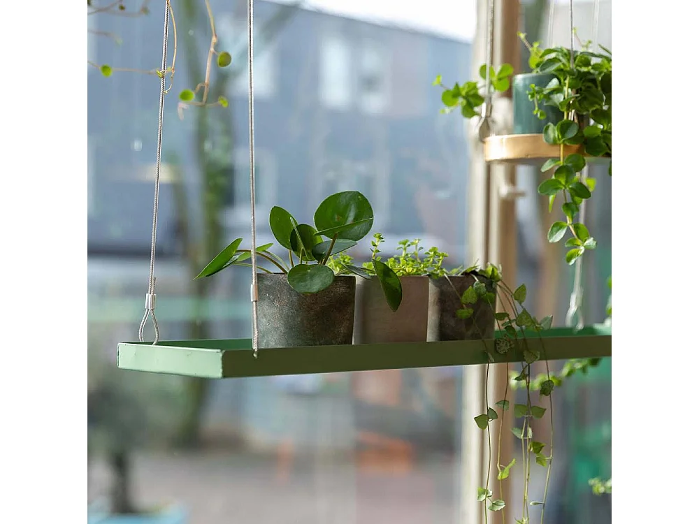 Support à plantes rectangulaire à suspendre vert Longueur de 58 cm
