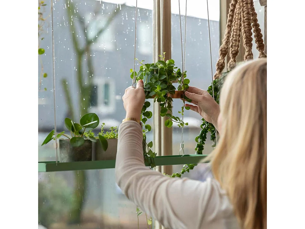 Support à plantes rectangulaire à suspendre vert Longueur de 58 cm