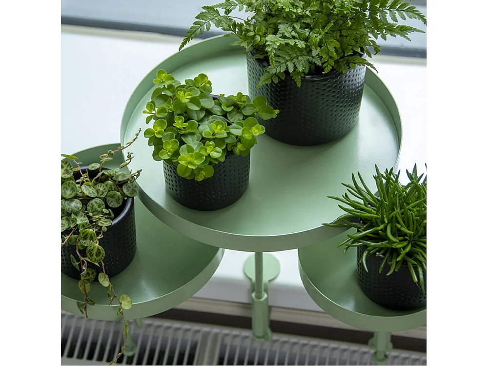 Support à plantes rond  à fixer hauteur réglable vert 20.9 x 14 cm