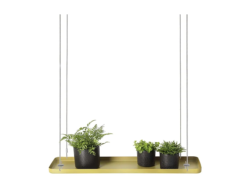 Support à plantes rectangulaire à suspendre doré Longueur de 58 cm