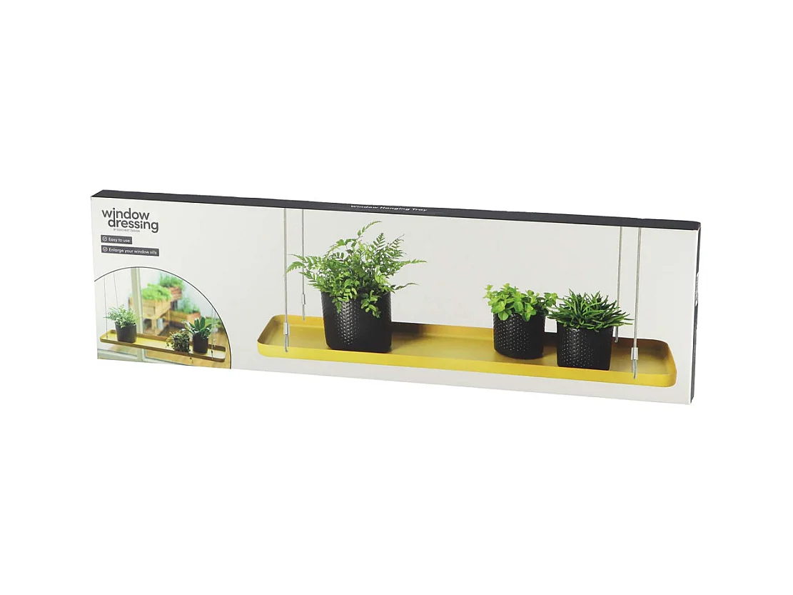 Support à plantes rectangulaire à suspendre doré Longueur de 58 cm