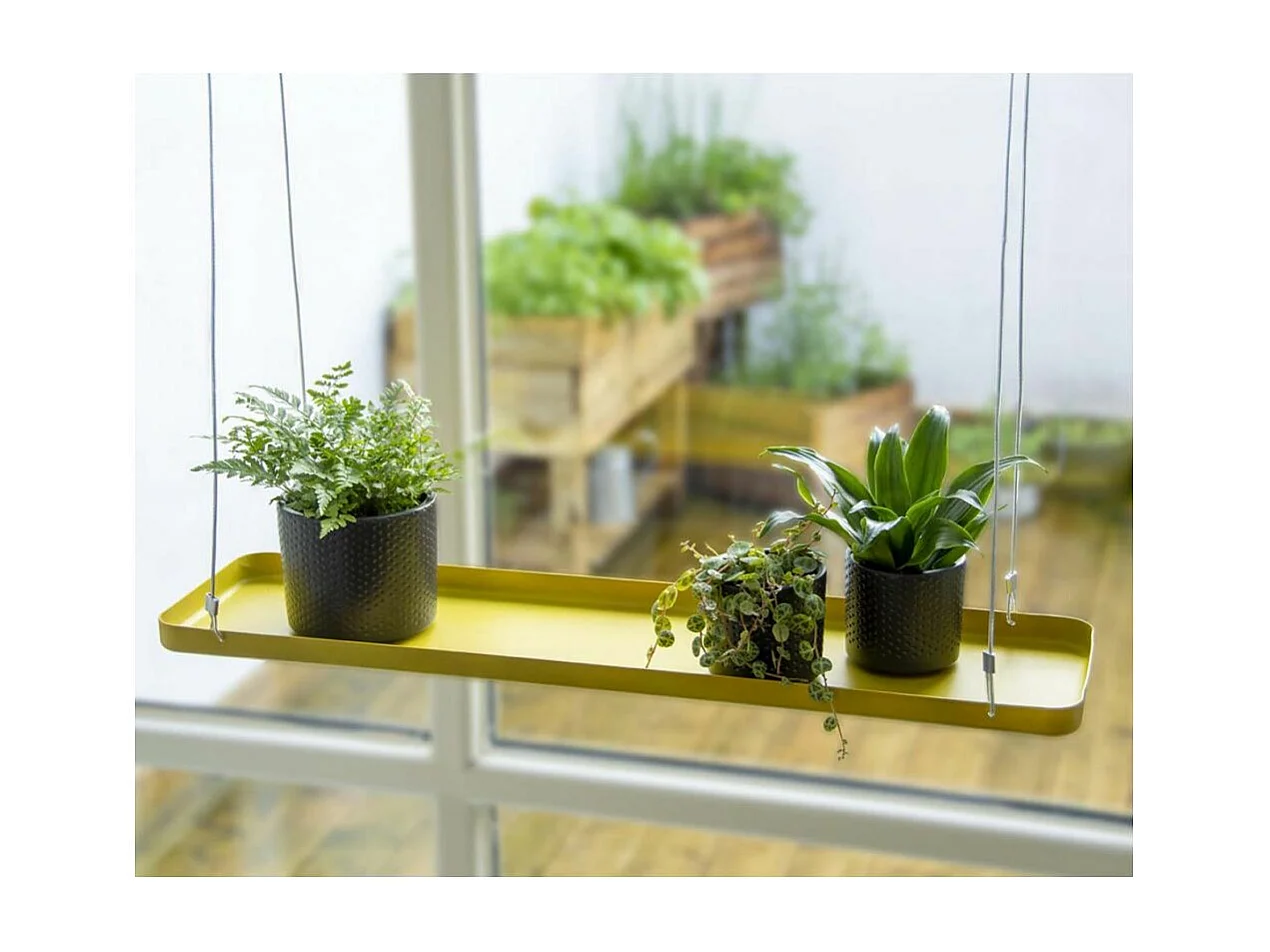 Rechteckiger Pflanzenständer zum Aufhängen goldfarben Länge 58 cm