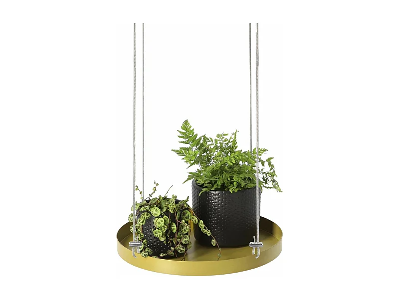 Support à plantes rond à suspendre doré Diamètre de 24 cm