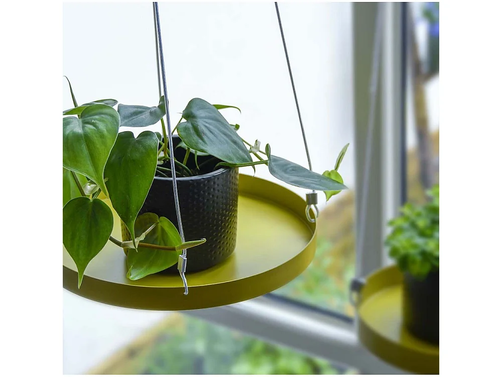 Support à plantes rond à suspendre doré Diamètre de 24 cm