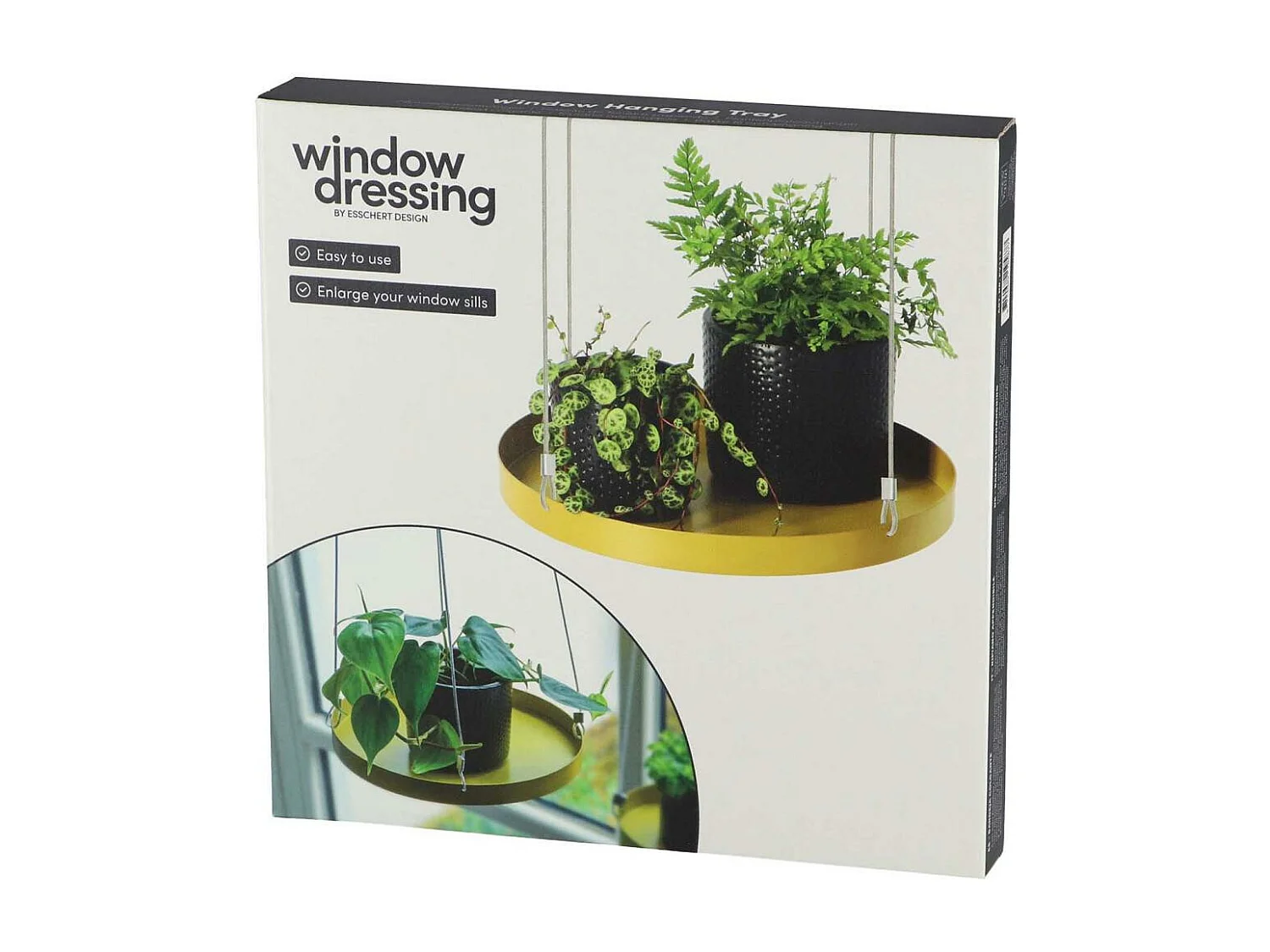 Support à plantes rond à suspendre doré Diamètre de 24 cm