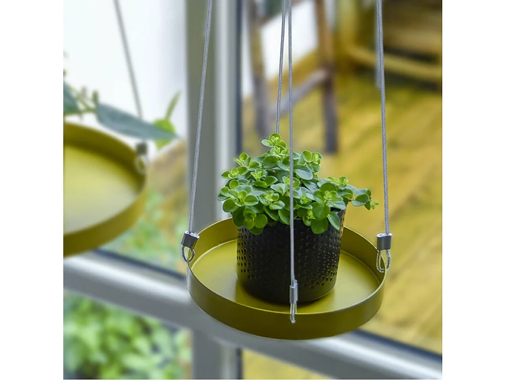 Support à plantes rond à suspendre doré Diamètre de 24 cm